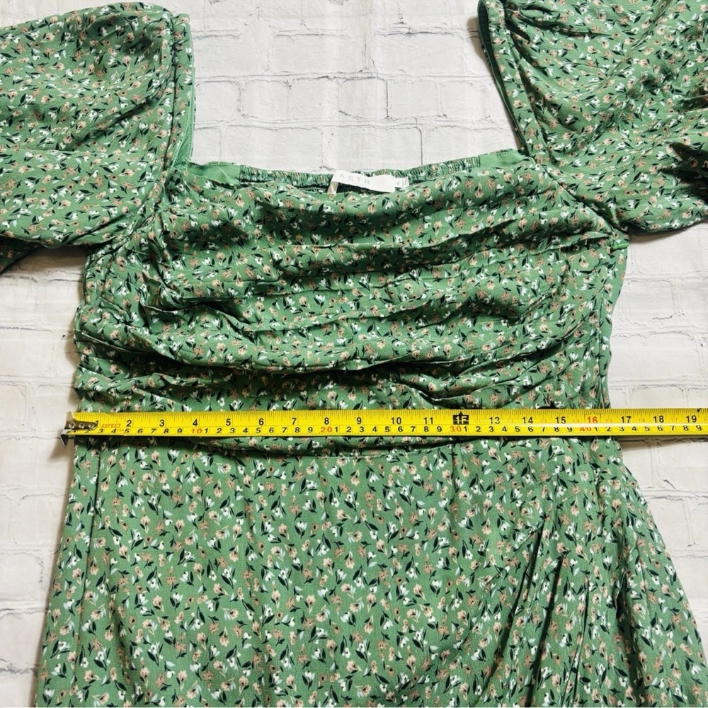 ASTR The Label Green Floral Square Neck Bubble Sleeve Midi Dress - Size XL - Picture 11 of 14